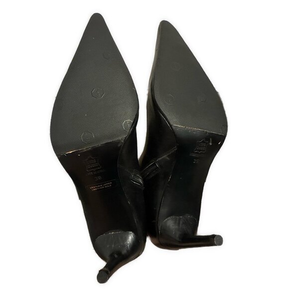 charles david solid black leather pointed toe stiletto heel ankle boots Bootie 9 - Picture 4 of 7